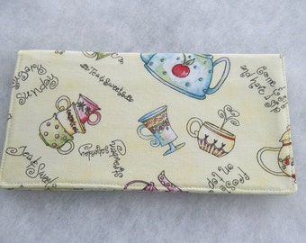 Tea Pots and cups - checkbook cover