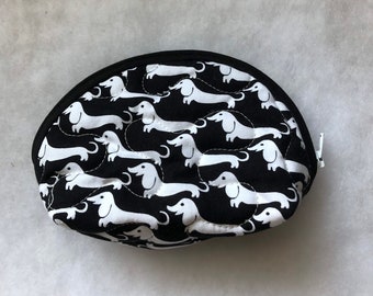 Small Quilted Purse - Dachshunds white on black