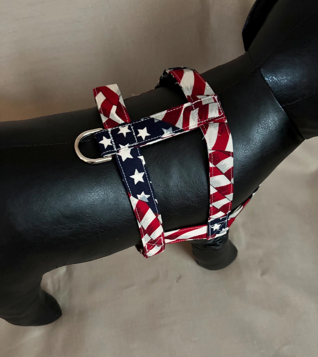 BOY Dog Harness American Flag Red White Blue Stars and