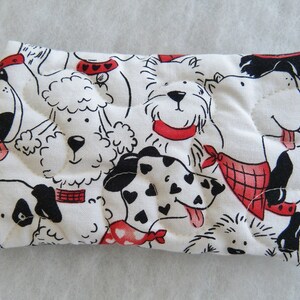 Quilted Tissue Holder Dogs in black and white with a little red image 2