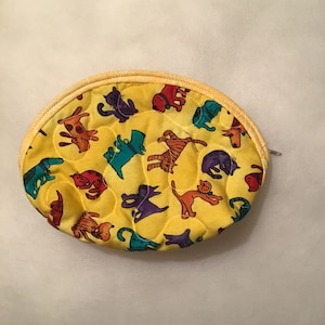 Small Quilted Purse - dogs and cats on yellow