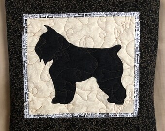 Bouvier des Flandres - Quilted Dog  pillow 16 inches