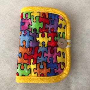 Quilted needle book case organizer - puzzle pieces