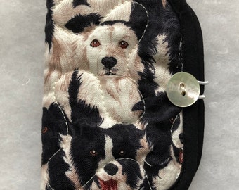 Quilted needle book case organizer - Border Collie