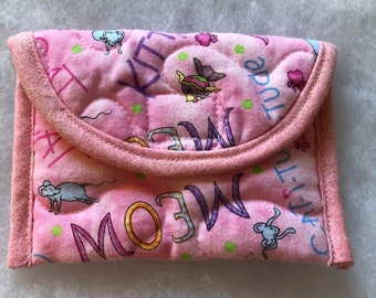 Quilted Card Holder - Meow cat-I-tude pink