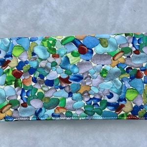 Seaglass beach glass pebbles - checkbook cover