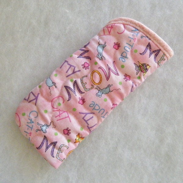 Quilted Sunglass/Eyeglass case - MEOW Cat-i-tude pink