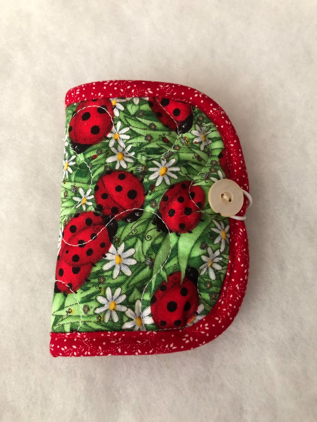 Quilted Needle Book Case Organizer Ladybugs Etsy
