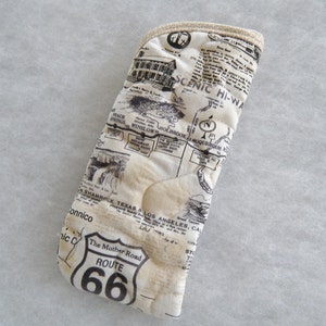 Quilted Sunglass/Eyeglass Case - Route 66 map