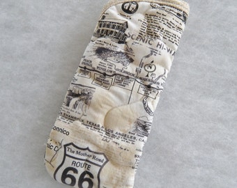 Quilted Sunglass/Eyeglass Case - Route 66 map