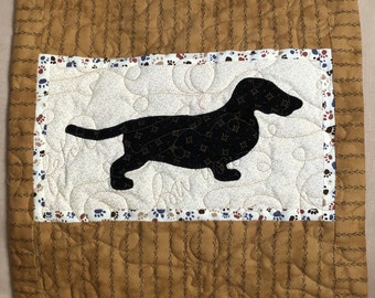 Dachshund -Quilted Dog throw pillow 16"