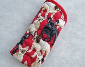 Quilted Eyeglass/Sunglass case - Frenchies french bulldog