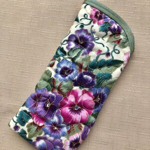 Quilted Eyeglass/sunglass case pansies image 2