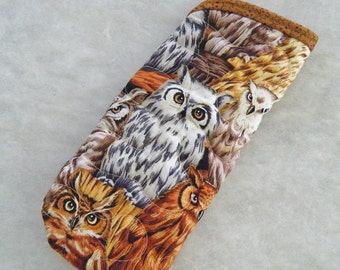 Quilted Sunglass/Eyeglass case - Owls