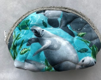 Manatees - small quilted purse