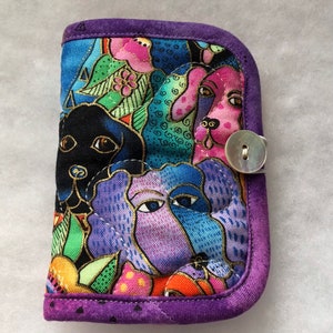 Quilted needle book case organizer - Laurel Burch dog canine