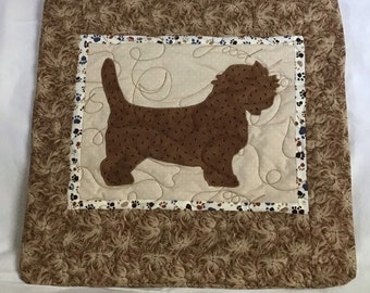 Petit Basset Griffon Vendeen PBGV - Quilted Dog pillow 16 inches