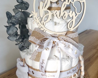 Gâteau de couches personnalisé, cadeau baby shower, cadeau de naissance, gâteau de couches garçon, gâteau de couches fille, Oh Baby, baby shower, baby shower