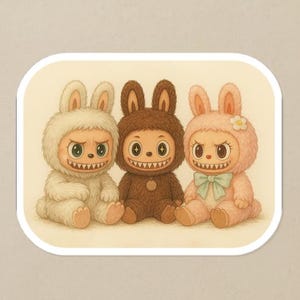 Labubu Stickers The Monsters Big Into Energy Sticker | Popmart Label | Chibi Kawaii Cute Phonecase Laptop Waterbottle Sticker Art