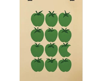 Green Apple Bite Poster Art Print - Modern Wall Art, Kitchen Vegetable Food Decor, Gift for Fruit Lovers, Home Decoration, Unframed