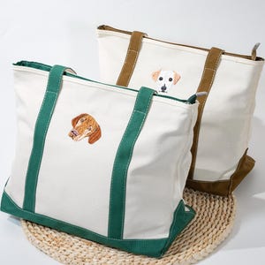 Bolsa de tela bordada con retrato personalizado de mascota, regalo para mamá perruna