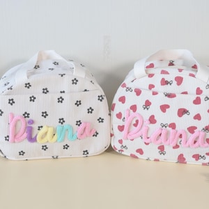 Custom Handmade Name Lunchbox Bag - Corduroy Personalized Lunch Bag With Yarn Name - Gift for Kid Gifts - Back to School Bag - Kid Tote bag