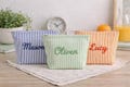 Personalized Striped Makeup Bag | Custom Name Cosmetic Pouch | Bridesmaid Gift | Monogrammed Toiletry Bag