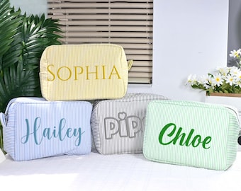 Custom Embroidered Corduroy Makeup Bag, Personalized Gift