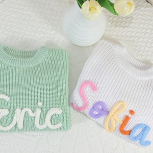 Custom hand embroidered Name Sweater Baby , Custom Baby Name Sweater, baby boy name sweater,personalised baby jumper