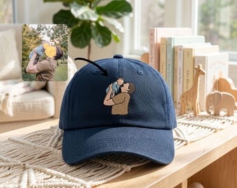 Custom Dad Hat Gift For Him, Portrait Embroidered Cap Using Photo, Personalized Dad Cap, Father's day Gift, Custom Dad Photo Hat