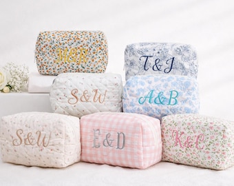 Personalized Floral Cosmetic Bag, Monogrammed Embroidered make up bag, Bridesmaid Gifts, bridal shower, Monogrammed Toiletry Bag,Storage Bag