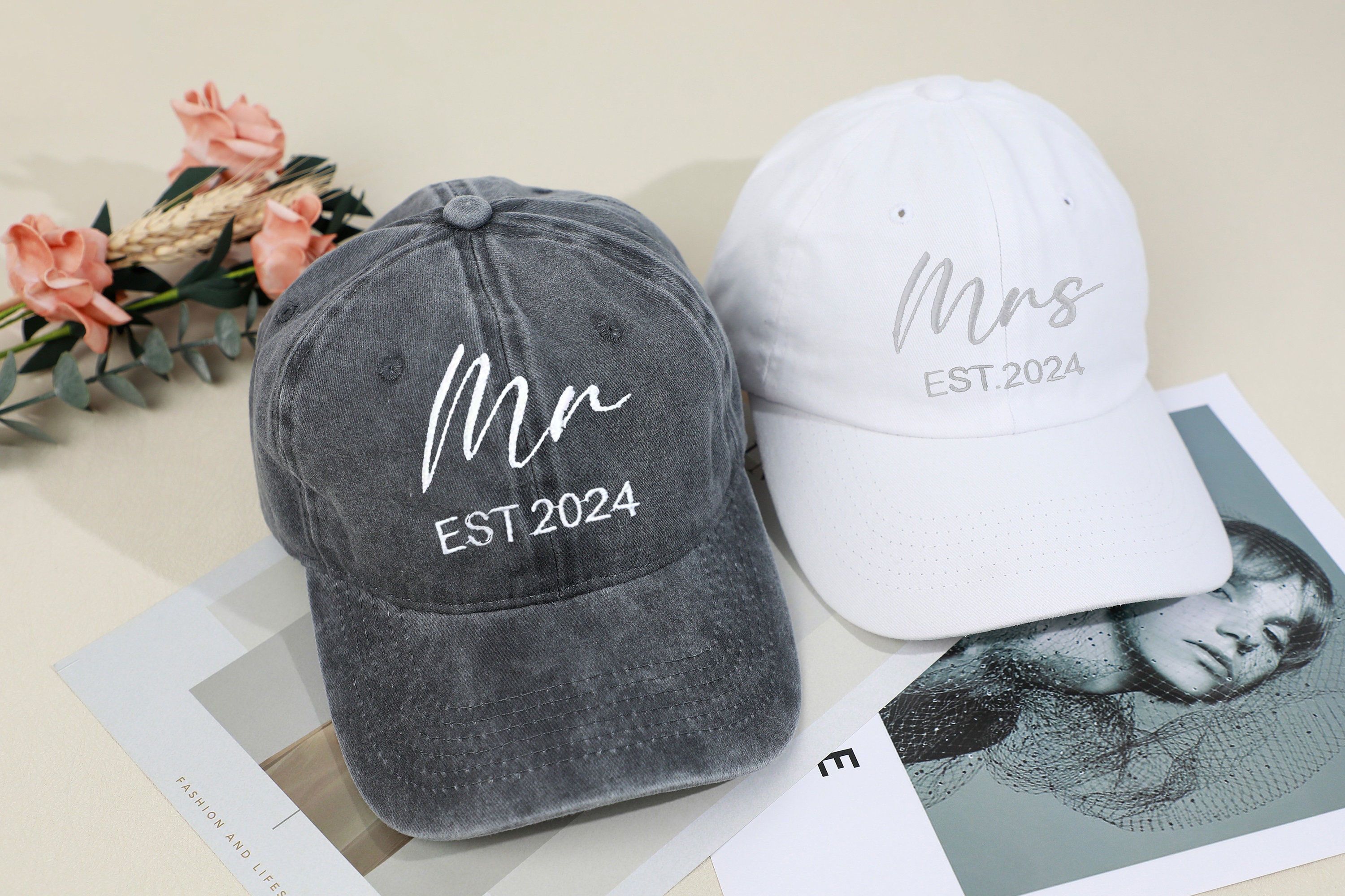 Lot De 6 Casquettes De Baseball Brodées Pour Enterrement De Vie De Jeune Fille - Coton, Taille Réglable - Mariée Et Demoiselles D'honneur