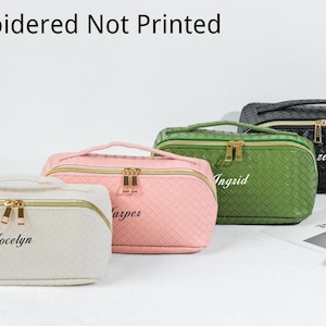 Gewebte gestickte Make-up-Tasche, personalisieren Hochzeit Brautjungfer Tasche, Kosmetik Reise-Aufbewahrungs-Organisator, Brautvorschlag, Geburtstagsgeschenk