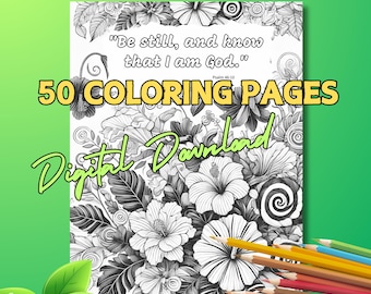 Libro para colorear de versículos bíblicos: 50 diseños florales de los Salmos (descarga digital)