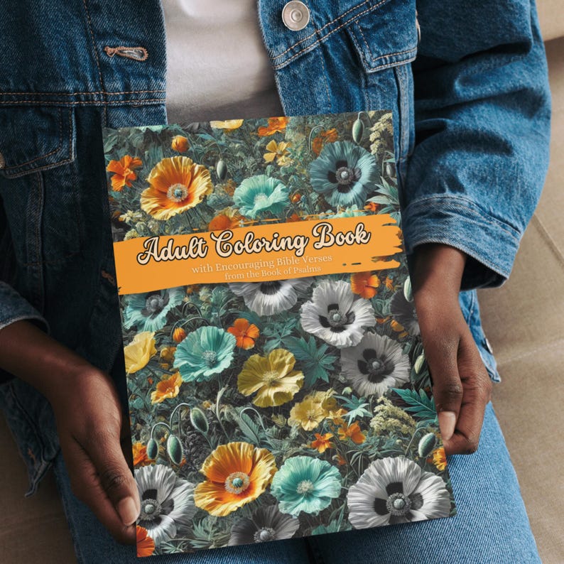 50 Adult Coloring Book With Bible Verses From Psalms, Printable