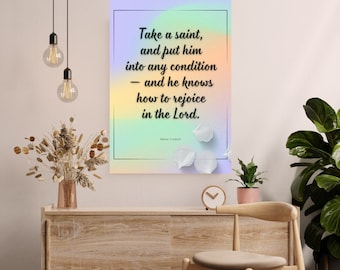 Impresión concisa con cita puritana: "Él sabe cómo". Arte mural inspirador (descarga digital)