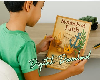 Libro para colorear de símbolos bíblicos: Arte bíblico, estudio bíblico (descarga digital, pegatinas incluidas)