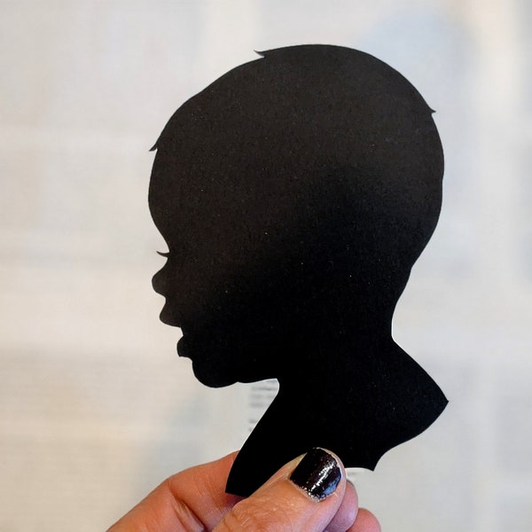 Silhouette Portrait, Handcut Profile, First Birthday Gift, Mothers Day, Grandparents Gift, For Her, Handcut Profile Portrait, Custom Gift