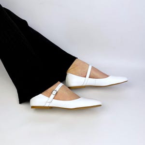 White Mary Jane Flats | Handmade Leather Wedding Shoes | Custom Minimalist Flats for Women | Koha Leather
