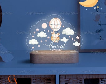 Custom Baby Night Light, Personalized Kid Night Light, Rabbit Night Light, Gift For Son, Gift For Daughter, Birthday Gift, Newborn Gift