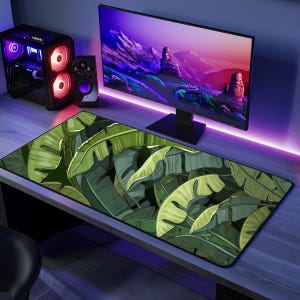Nature Leaf Desk Mat, Gaming Mousepad, Large Mousepad - Green Leaf Pattern, Home Office Decor, Nature Lover Gift, Desk Accessories, Office