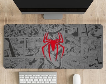 Spiderman Comic Gaming Mousepad Desk Mat, Non-Slip Base, Large Mousepad, High Performance, Office Decor, Desk Accessory