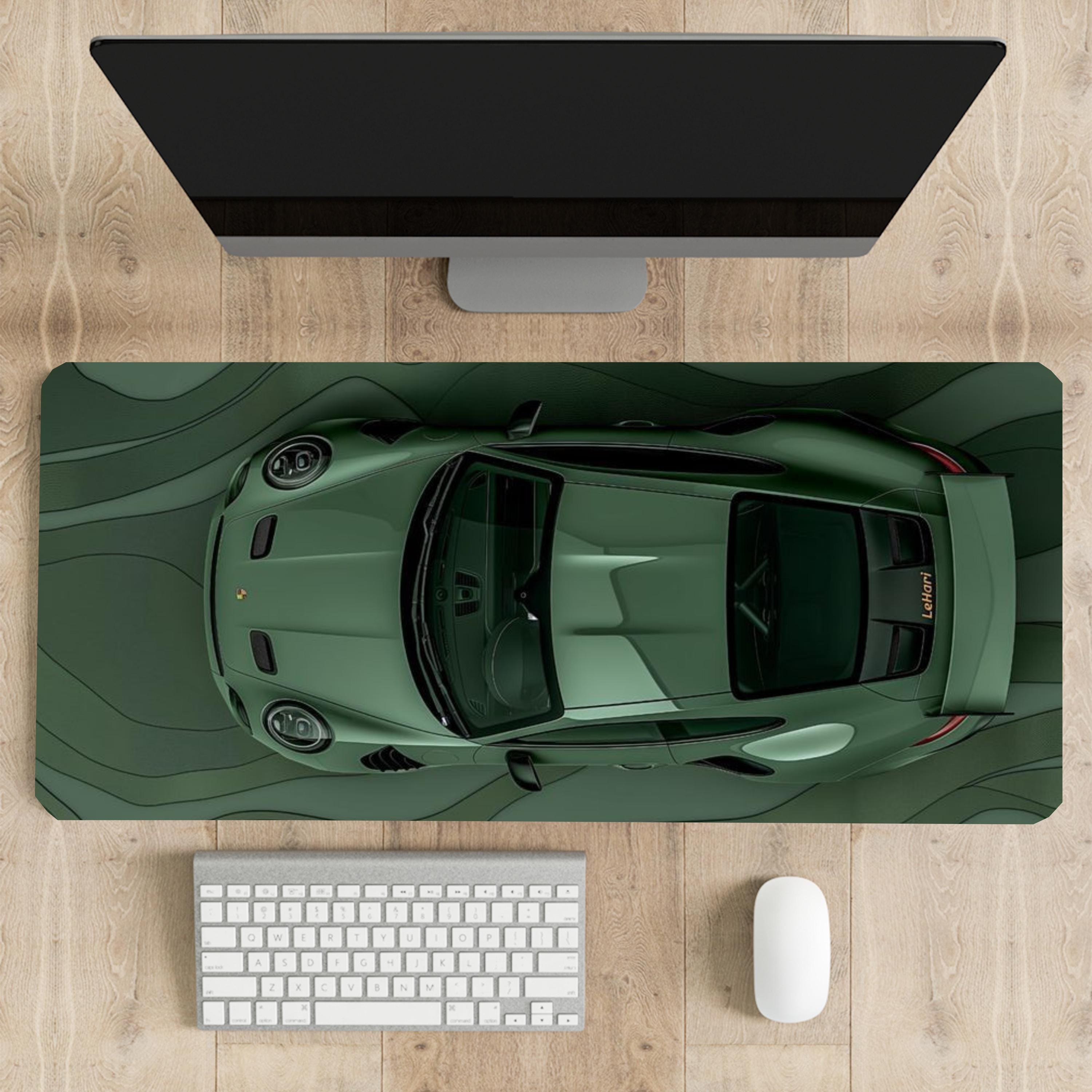 Porsche green background design Gaming mouse pads/desk mats,  cool Porsche sports car design mousepad, large desk mat, multiple sizes