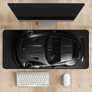 Porsche Car Desk Mat, Large Gaming Mousepad, Black Car Mousepad, Cool Desk Accessories, Car Lover Gift, Office Desk Decor
