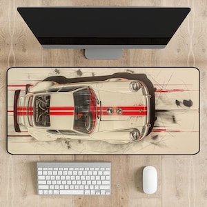 Desk Mat, Retro Porsche Gaming Mousepad, Car Mousepad, Non Slip Large Desk Mat