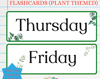 Days of the Week flashcards - Botanical