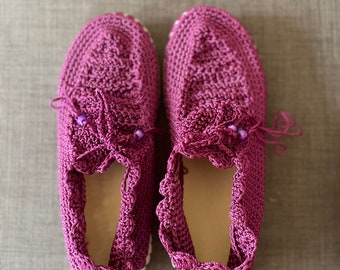 Strickschuhe: lila Gr. 34 (AU)