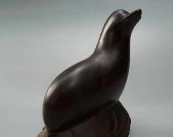 Hand Carved Ironwood Seal Figurine, Kino Bay Ironwood Carving, Ironwood Carved Animal,Wooden Seal Sculpture,Mexican Seri Indian Wood Carving