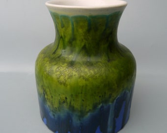 Marcello Fantoni Ceramic Vase, Fantoni Pottery Vase, Fantoni Drip Glaze Vase, Fantoni Blue Vase, Midcentury Italian Pottery, Italian Ceramic