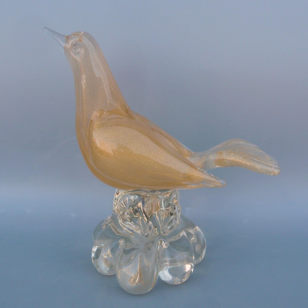 Vintage AVEM Murano Glass Bird Figurine, Midcentury Venetian Glass